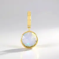 Cavill - Welo Opal Hanger - 1,08 ct Ethiopische Opaal - 925 Zilver Verguld - Ronde Schaakbord Slijpsel - Elegant, Vrouwelijk Sieraad