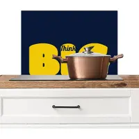 KitchenYeah Spatscherm keuken 60x40 cm - Kookplaat achterwand Think big - Blauw - Geel - Muurbeschermer - Spatwand fornuis - Hoogwaardig aluminium