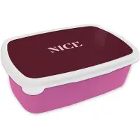 MuchoWow Broodtrommel Roze - Lunchbox Nice - Bordeaux - Roze - Brooddoos 18x12x6 cm - Brood lunch box - Broodtrommels voor kinderen en volwassenen