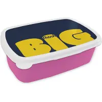 MuchoWow Broodtrommel Roze - Lunchbox Think big - Blauw - Geel - Brooddoos 18x12x6 cm - Brood lunch box - Broodtrommels voor kinderen en volwassenen