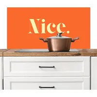 KitchenYeah Spatscherm keuken 100x50 cm - Kookplaat achterwand Oranje - Gebroken wit - Nice - Muurbeschermer - Spatwand fornuis - Hoogwaardig aluminium
