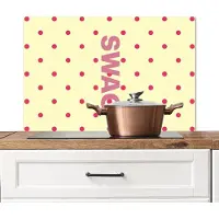 KitchenYeah Spatscherm keuken 90x60 cm - Kookplaat achterwand Swag - Roze - Stippen - Geel - Muurbeschermer - Spatwand fornuis - Hoogwaardig aluminium