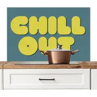 KitchenYeah Spatscherm keuken 100x65 cm - Kookplaat achterwand Chill out - Geel - Blauw - Muurbeschermer - Spatwand fornuis - Hoogwaardig aluminium