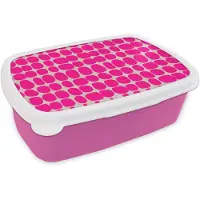 MuchoWow Broodtrommel Roze - Lunchbox Stippen - Patroon - Roze - Brooddoos 18x12x6 cm - Brood lunch box - Broodtrommels voor kinderen en volwassenen