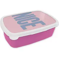 MuchoWow Broodtrommel Roze - Lunchbox Nice - Paars - Roze - Brooddoos 18x12x6 cm - Brood lunch box - Broodtrommels voor kinderen en volwassenen