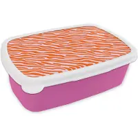 MuchoWow Broodtrommel Roze - Lunchbox Strepen - Dynamisch - Oranje - Brooddoos 18x12x6 cm - Brood lunch box - Broodtrommels voor kinderen en volwassenen