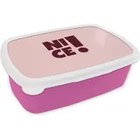 MuchoWow Broodtrommel Roze - Lunchbox Nice - Uitroepteken - Roze - Brooddoos 18x12x6 cm - Brood lunch box - Broodtrommels voor kinderen en volwassenen