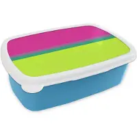 MuchoWow Broodtrommel Blauw - Lunchbox Strepen - Modern - Kleurrijk - Brooddoos 18x12x6 cm - Brood lunch box - Broodtrommels voor kinderen en volwassenen