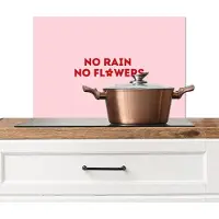 KitchenYeah Spatscherm keuken 60x40 cm - Kookplaat achterwand No rain no flowers - Minimalistisch - Roze - Bloem - Muurbeschermer - Spatwand fornuis - Hoogwaardig aluminium