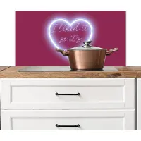 KitchenYeah Spatscherm keuken 80x40 cm - Kookplaat achterwand I liked it so it's mine - Neon hart - Roze - Muurbeschermer - Spatwand fornuis - Hoogwaardig aluminium