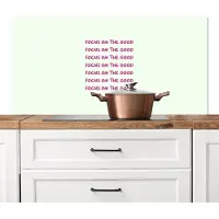 KitchenYeah Spatscherm keuken 120x60 cm - Kookplaat achterwand Focus on the good - Roze - Muurbeschermer - Spatwand fornuis - Hoogwaardig aluminium