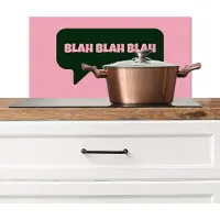 KitchenYeah Spatscherm keuken 60x30 cm - Kookplaat achterwand Roze - Tekstwolk - Groen - BLAH BLAH BLAH - Muurbeschermer - Spatwand fornuis - Hoogwaardig aluminium