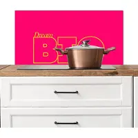 KitchenYeah Spatscherm keuken 80x40 cm - Kookplaat achterwand Minimalistisch - Roze - Dream big - Grafisch - Muurbeschermer - Spatwand fornuis - Hoogwaardig aluminium