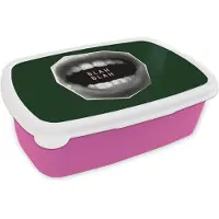 MuchoWow Broodtrommel Roze - Lunchbox Mond - Groen - Illustratie - BLAH BLAH - Brooddoos 18x12x6 cm - Brood lunch box - Broodtrommels voor kinderen en volwassenen