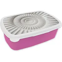 MuchoWow Broodtrommel Roze - Lunchbox Schelp - Spiraal - Wit - Brooddoos 18x12x6 cm - Brood lunch box - Broodtrommels voor kinderen en volwassenen