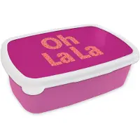 MuchoWow Broodtrommel Roze - Lunchbox Oh la la - Luipaardprint - Roze - Brooddoos 18x12x6 cm - Brood lunch box - Broodtrommels voor kinderen en volwassenen