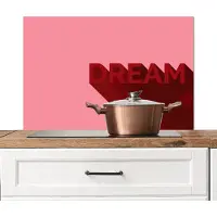 KitchenYeah Spatscherm keuken 90x60 cm - Kookplaat achterwand Dream - 3D - Rood - Roze - Muurbeschermer - Spatwand fornuis - Hoogwaardig aluminium