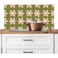 KitchenYeah Spatscherm keuken 100x50 cm - Kookplaat achterwand Bloem - Modern - Groen - Muurbeschermer - Spatwand fornuis - Hoogwaardig aluminium
