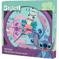 Kids Euroswan Disney Wandklok - Klok - Slaapkamer - 24 CM - Paars / Groen - Angel
