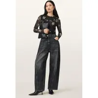 AllSaints Caia Mesh Top Petra Sepia Brown Maat: 2 | Longsleeves Outlet | Dames | Zwart