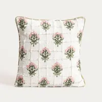 Homla - Poszewka - Bawełniana z Ozdobnym Kwiatowym Haftem - 45x45cm