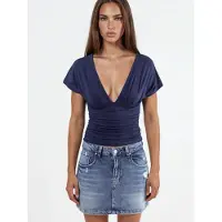Busem V-hals Blouse met Strikdetails