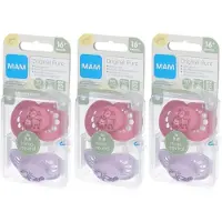 Mam Original Pure Siliconen Fopspeen Roze - Paars vanaf 16 Maanden 3x2 St Speen
