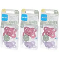 Mam Original Pure Siliconen Fopspeen Roze - Paars 0-6 Maanden 3x2 St Speen