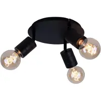 Globo Plafondlamp 3 vlammen zwenkbare plafondspot woonkamer zwart, metaal aluminium, 3x E27 stopcontacten, D 28 cm
