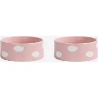 Egg back home Cloud Voerbak & Drinkbak – Keramiek – 16,5 cm – Roze/Blauw – Set van 2
