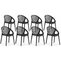 DS4U - Stijn tuinstoel - Set van 8 - Zwart - Kunststof - Stapelbaar
