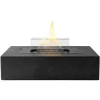 Tenderflame Daisy Tafelhaard - Natural Concrete Zwart - Brede Vlam - Tenderfuel - Bio-Ethanol Alternatief - Rookvrij en geurarm