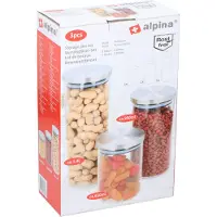 Alpina Glazen opslagpotten set - 3 stuks, 650 mL, 950 mL, 1,4 L
