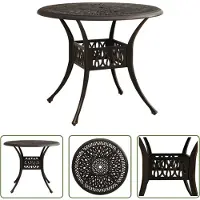 The Living Store Aluminium Tafel - Tuin Tafel - Tuintafel 90x90x74 cm gietaluminium bronskleurig - Buitentafel - Eetkamertafel - Patio Set
