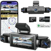 AZDome M350 4CH Dashcam - 2K + 3x Full HD - Wifi - GPS - 64GB