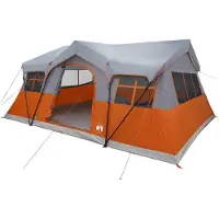vidaXL Familietent Grijs en Oranje 10-persoons Polyester en Staal