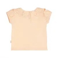 Dirkje T-shirt oranje broderie Meisjes Stretchkatoen Peter Pan-kraag Effen - maat 104