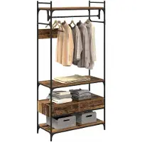 vidaXL Kledingkast, gerecycled hout, 89 x 39 x 184,5 cm, houtvezel