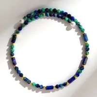 Cavill - Stalen armband met Afghaanse Lapis Lazuli 4,322 ct en Gouden Hematiet 2,394 ct - Elegante blauwe edelsteen armband Riya - 15,661 ct totaal