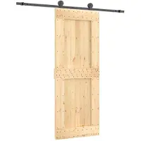 vidaXL Schuifdeur 80 x 210 cm Massief Pine Hout (Onbehandeld)