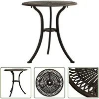The Living Store Aluminium Tafel - Tuin Tafel - Tuintafel 62x62x65 cm gietaluminium bronskleurig - Bruine Tafel - Buitentafel - Bistrotafel