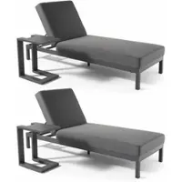 Oviala - Set van 2 ligstoelen met bijzettafels in grijs aluminium - Galapagos