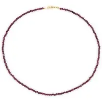 Cavill - Verguld 925 Zilver Halsketting - 36,081 ct Mozambique Granaat - Ronde Facetgeslepen Kralen - 45 cm - Elegante Sieraden Dames