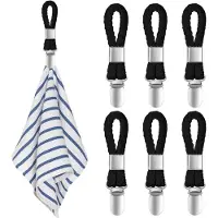 OIMG Herbruikbaar Handdoekhaakjes - 6 stuks - Handdoekclips - Handdoek knijpers - Theedoek haakje - Handdoek hanger - Theedoek clips - Handdoeklusjes - Voor keuken, badkamer, balkon, kasten - Zwart