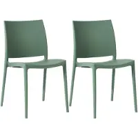 CLP Meton Set van 2 Tuinstoelen - Stapelbaar - Onderhoudsvriendelijk - Weerbestendig - olijf