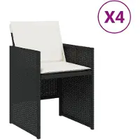 vidaXL Tuinstoelen met kussens, 4 stuks, zwart, polyrotan