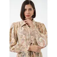 Big Dart Paisley Geknoopte Midi Shirtjurk