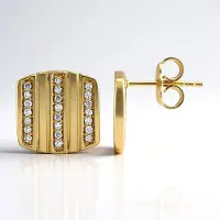 Cavill - Zilveren Oorbellen - 925 Sterling Zilver Verguld - 44 I1 (G) Afrikaanse Briljante Diamanten 0,211 ct - Elegante Pave Oorbellen 11,5 mm