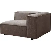 Vente-unique Hoekfauteuil rechts in taupe chenillestof RUZOLO