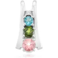 Cavill - Elegante Hanger 925 Sterling Zilver Palladium - Rond Geslepen Braziliaanse Roze & Groene Toermalijn 0,45 ct - Veelzijdige Sieraden